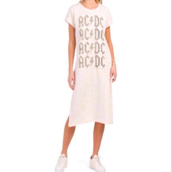 Chaser | Dresses | Chaser Graphic Cheetah Print Acdc Shirt Dress | Poshmark